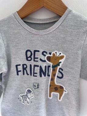 $4 💥Best Friends Giraffe Zebra Sweatshirt, Gray French Terry, Fabric Appliqués
